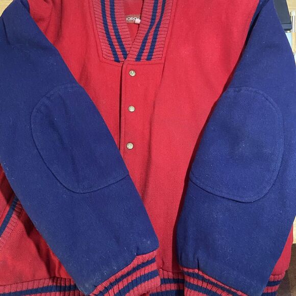 Vintage Jordache Varsity Bomber Jacket Red Blue Wool Blend - Picture 5 of 7